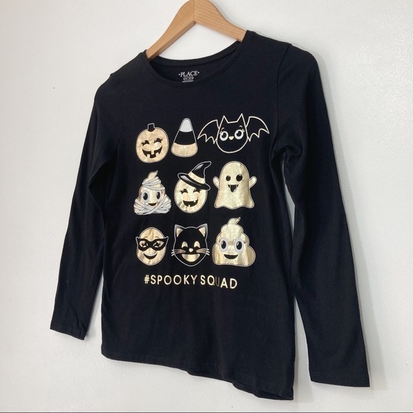 The Children's Place Girls Black Crewneck Halloween T-Shirt Size L (10-12) - Picture 11 of 11